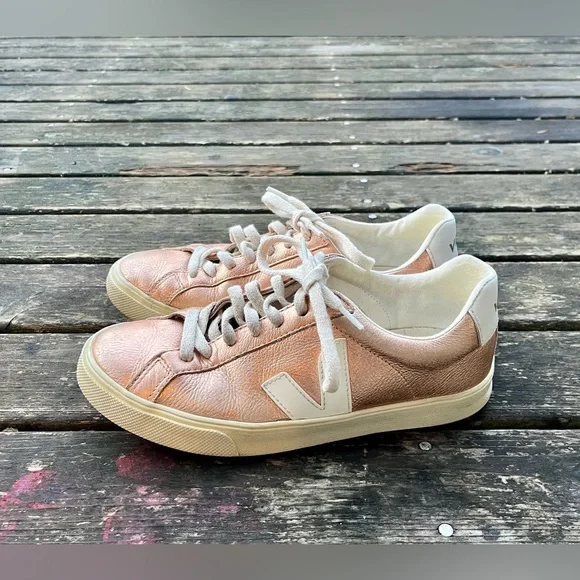 Anthropologie VEJA Rose Gold Metallic Esplar Sneakers - Picture 8 of 12